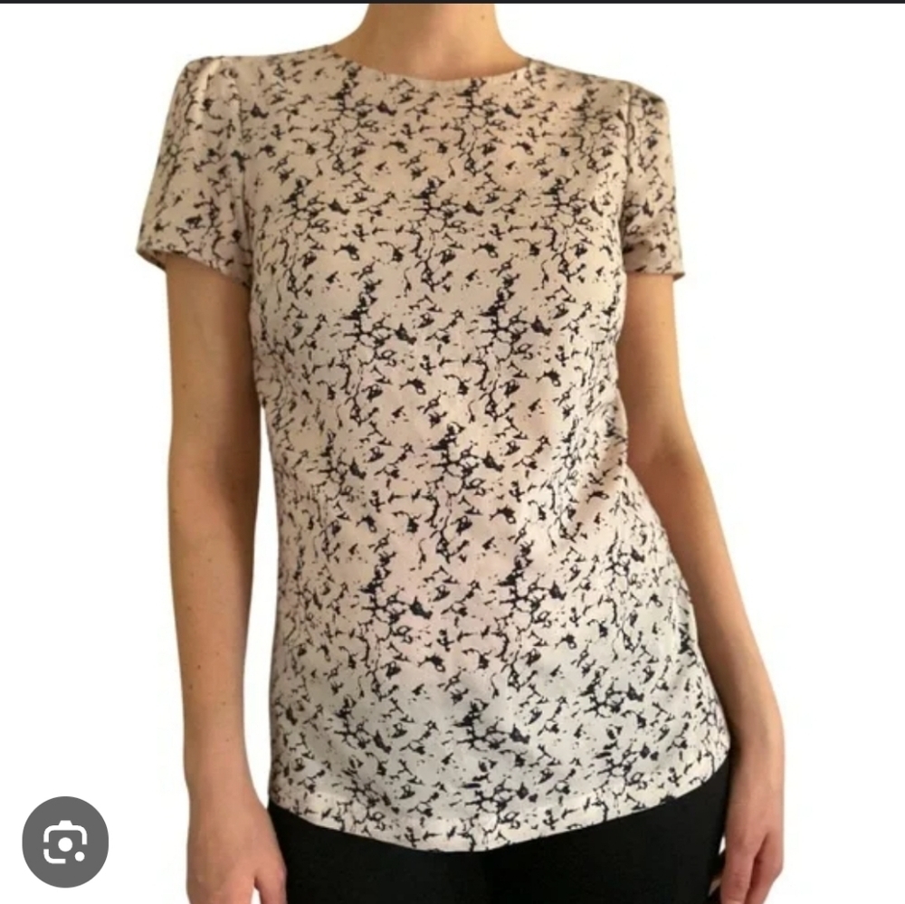 French Connection Women's Navy And Beige Blouse, Size 2